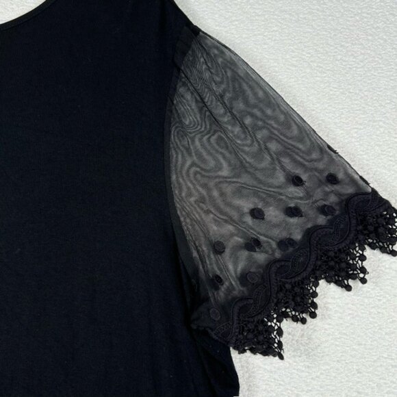 Kaktus Womens Pullover Tunic Short Lace Flutter Sleeves & Hem Plus Size 3X - Picture 6 of 8